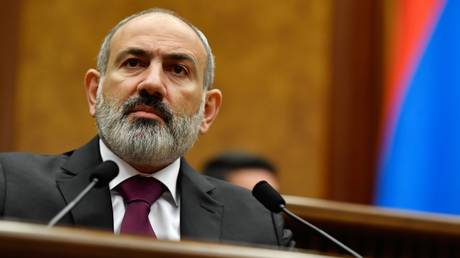 Armenian Prime Minister Nikol Pashinyan speaks at the parliament in Yerevan.