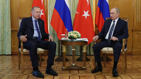 Russia's President Vladimir Putin meeting with his Turkish counterpart Recep Tayyip Erdogan in Sochi.
