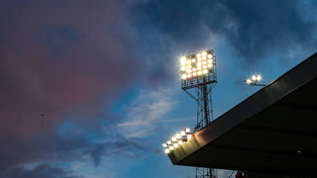 Floodlights pictured at Nottingham Forest's City Ground.