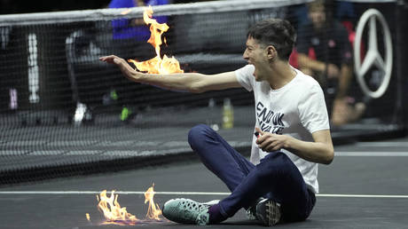 The man took to the court at the O2 Arena in the UK capital.