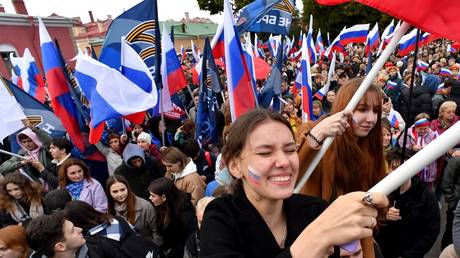 Rally in support of the referendums in Donbass. St. Petersburg, Russia, 23 September 2022