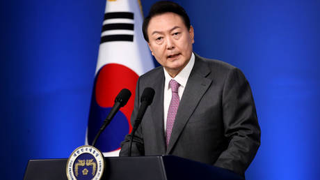 Le président sud-coréen Yoon Suk-yeol prononce un discours le mois dernier à Séoul,
