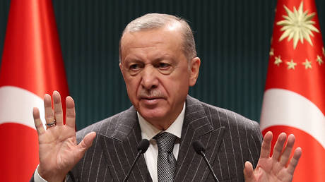 Türkiye's President Recep Tayyip Erdogan delivers a speech following a cabinet meeting in Ankara on September 26, 2022.