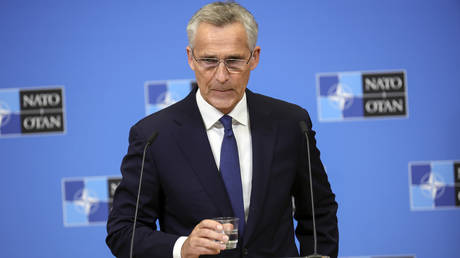 Jens Stoltenberg meets the media during a press conference at the NATO headquarters in Brussels, Belgium, October 11, 2022