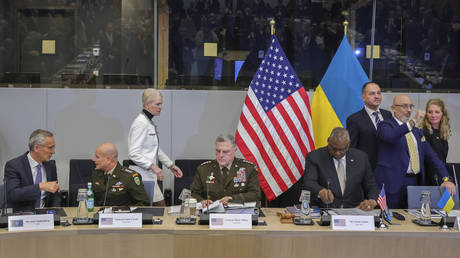 Top officials from NATO, the United States and Ukraine attend a meeting in the Ukraine Defense Contact Group format at NATO headquarters in Brussels, Belgium, October 12, 2022.