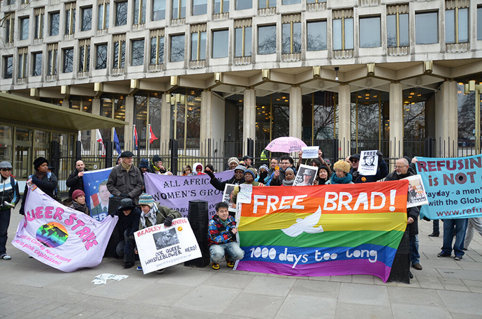 Bradley Manning London protest (Image from twitter.com user @LonFoWL)