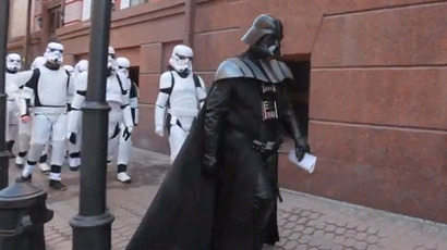 Darth Vader battles babushkas at Ukraine polling station… no light sabers used (VIDEO)
