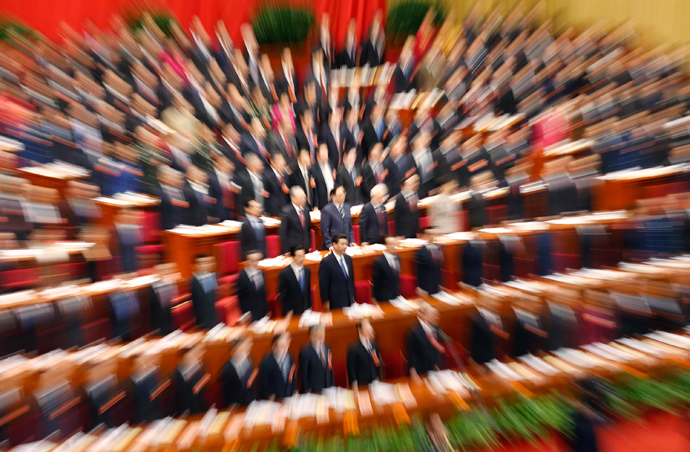 China's Communist Party Chief Xi Jinping and other delegates during the closing ceremony of the Chinese People's Political Consultative Conference in Beijing, March 12, 2013 (Reuters / Kim Kyung-Hoon)