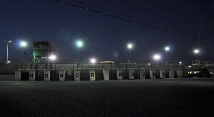 A pre-dawn view of the US detention center "Camp Delta" at the US Naval Base inGuantanamo Bay, Cuba on October 18, 2012 in this photo reviewed by the US Department of Defense. (AFP Photo)