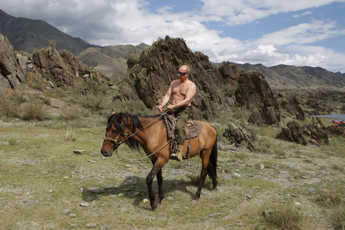 Vladimir Putin on a vacation in the Republic of Tyva (RIA Novosti / Alexsey Druginyn) 
