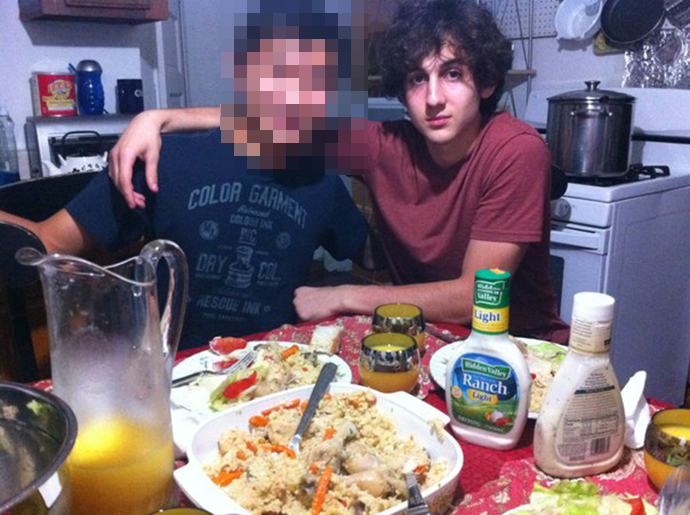 Dzhokhar Tsarnaev with a friend. The photo was uploaded early on Friday. Image from vk.com