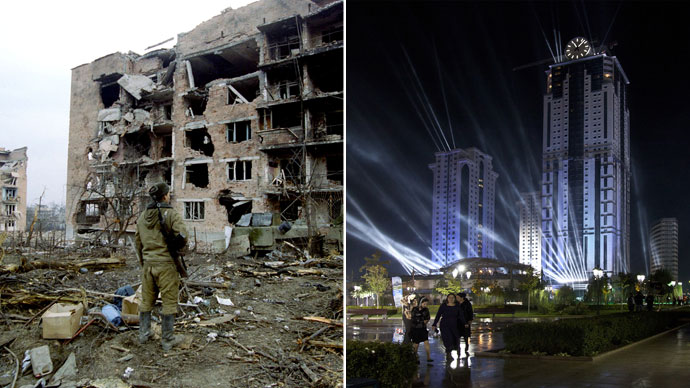Grozny in 1997 ( L ) and 2012 (R) (Reuters / Yelena Fitkulina)