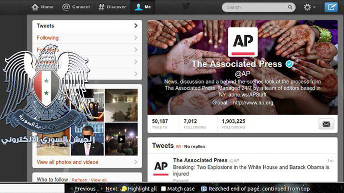Fake AP White House bomb tweet ‘expression of outrage with US media’ – Syrian Electronic Army