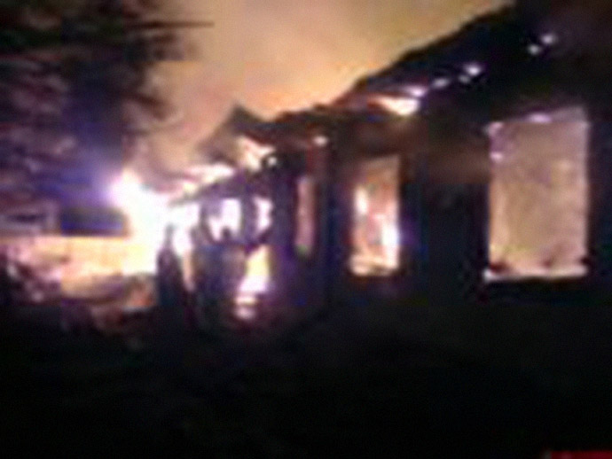 Emergency response team eliminates fire at Mental Hospital No. 14 in the village of Ramensky of the Dmitrovsky District in the Moscow Region (RIA Novosti/Press-service of Russian Emergency Situations Ministry)