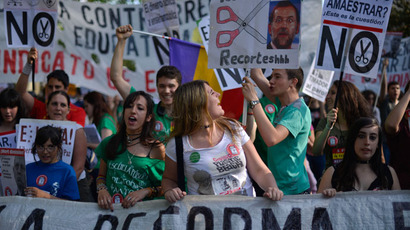 Spanish teachers, students mobilize in national anti-austerity protests (PHOTOS)