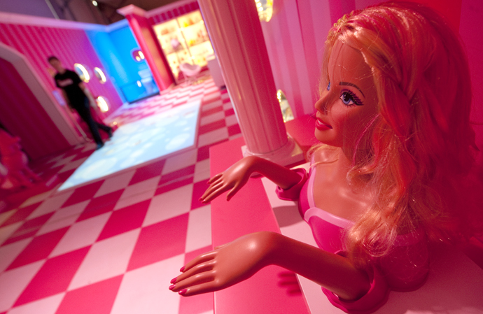 Barbie dolls are on display at the so called Barbie Dreamhouse - the first life-sized giant mansion dedicated to the doll in Europe, ahead of its opening near the Alexanderplatz in Berlin. (AFP Photo / Barbara Sax)