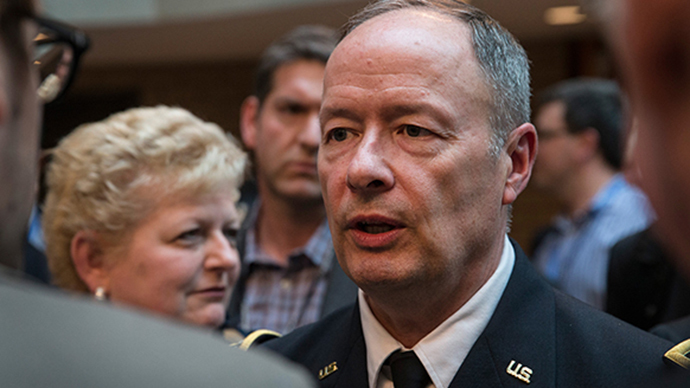 General Keith B. Alexander, Director of the National Security Agency (NSA) and Commander of U.S. Cyber Command, attends the International Conference on Cyber Security (ICCS) on August 8, 2013 in New York City. (AFP Photo / Andrew Burton)
