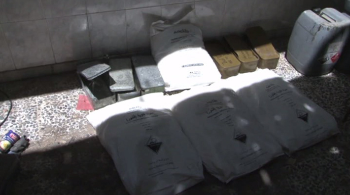 Storage bags containing âcorrosiveâ substances in the Damascus area of Jobar were found by the Syrian Army