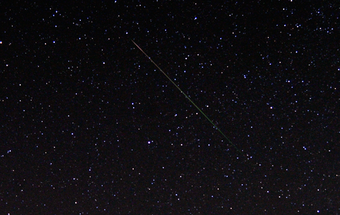 A meteor streaks over the North Star in the northern skies during the Perseid meteor shower early on Monday morning north of Castaic Lake, California August 12, 2013 (Reuters / Gene Blevins)