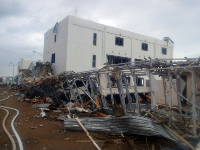 A destroyed building of TEPCO's Fukushima Daiichi (No. 1) atomic power plant at Okuma town in Fukushima prefecture (AFP Photo)