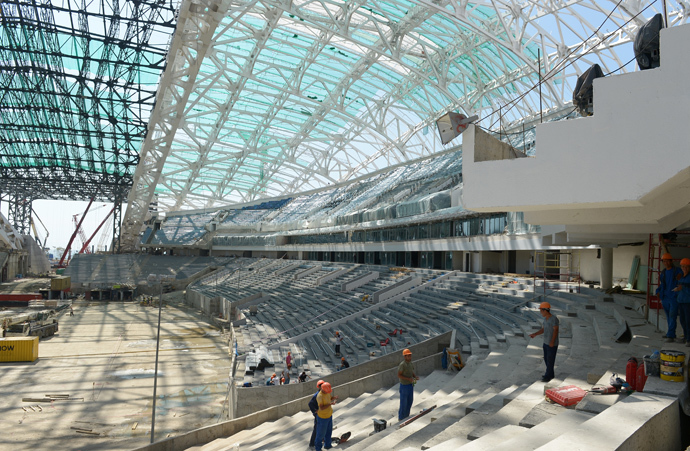 The construction of the Fisht Olympic Stadium in the Olympic Park, Imereti Valley, Sochi (RIA Novosti / Grigoriy Sokolov) 
