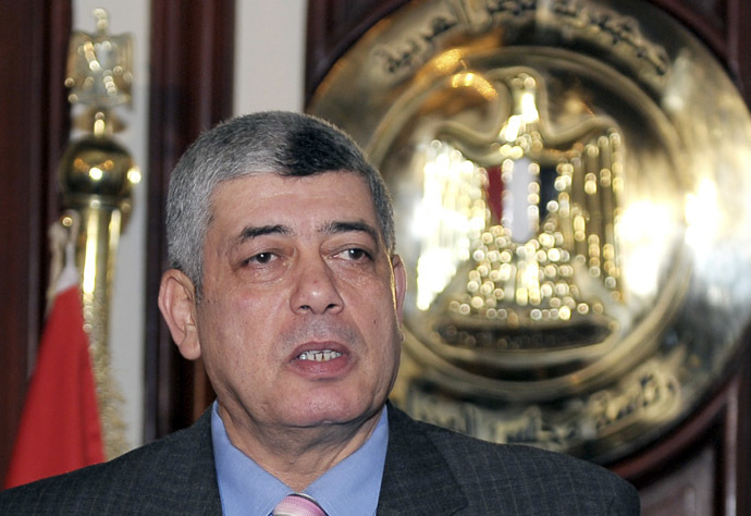Egypt's newly appointed Interior Minister Mohamed Ibrahim speaks to media at his office in Cairo January 5, 2013. (Reuters/El-Youm el-Sabaa Newspaper)