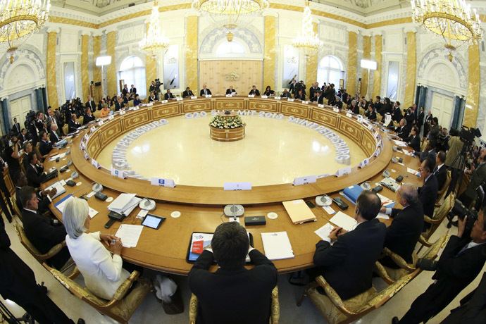 General view of the first working session of the G20 summit on September 5, 2013 in Saint Petersburg. (AFP Photo)