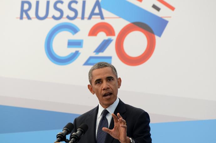 US President Barack Obama answers a question during a press conference in Saint Petersburg on September 6, 2013 on the sideline of the G20 summit (AFP Photo)