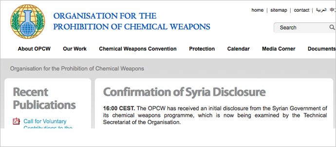 Screenshot from ww.opcw.org