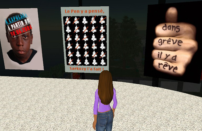 Screen grab shows a player entering the virtual campaign headquarters of French comunist party "PCF", located on the "Second life" on-line game. (AFP Photo) 