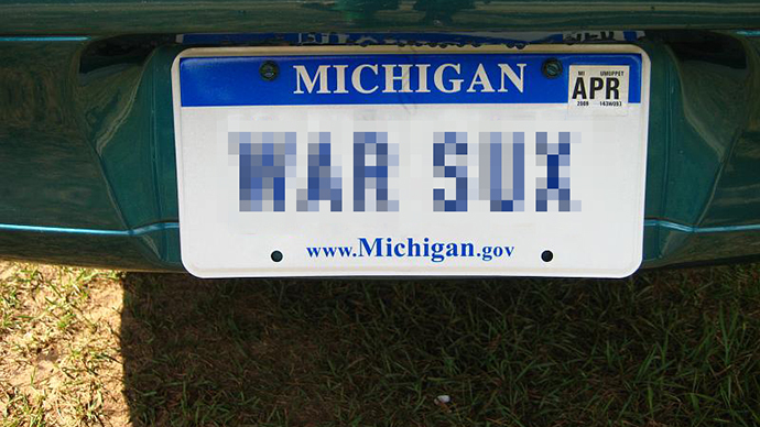 Michigan says ‘WAR SUX’ license plate is too offensive for state roads