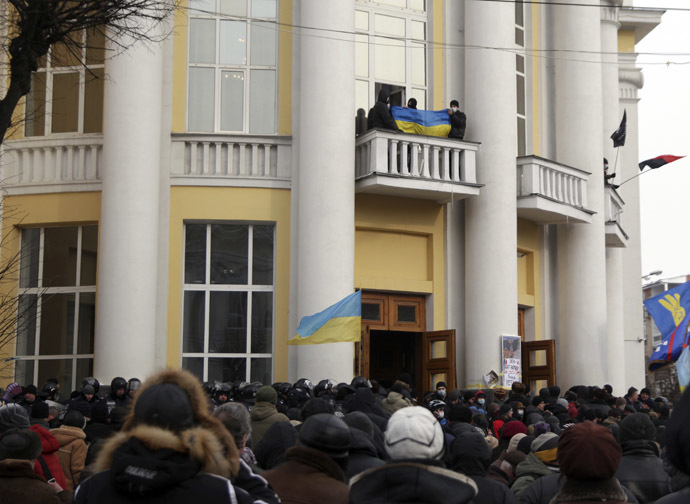 Anti-government riots in Vinnytsia, January 25, 2014. (Reuters)