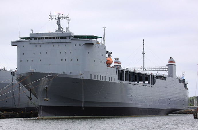The cargo ship MV Cape Ray, owned by US navy. (AFP Photo / Thoralf Doehring)