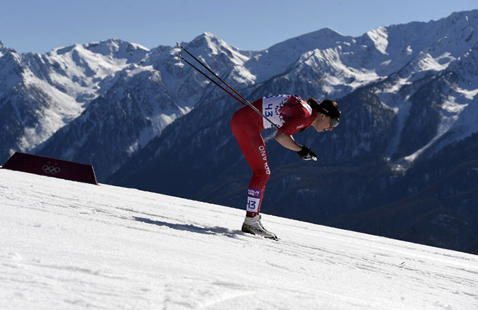 Poland's Justyna Kowalczyk competes to win gold in the Women's Cross-Country Skiing 10km Classic at the Laura Cross-Country and Biathlon Center during the Sochi Winter Olympics February 13, 2014 in Rosa Khutor near Sochi. (AFP Photo / Odd Andersen)
