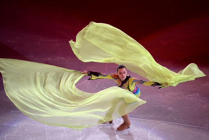 Russia's Adelina Sotnikova performs at the Figure Skating Exhibition Gala at the Iceberg Skating Palace during the Sochi Winter Olympics on February 22, 2014. (AFP Photo / Yuri Kadobnov)