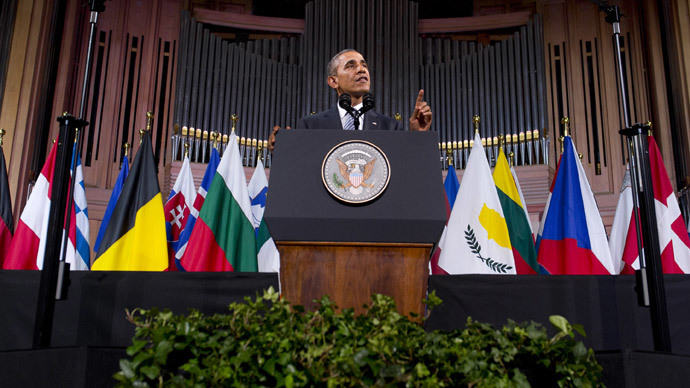 Obama lashes out at Russia over Crimea during Brussels speech