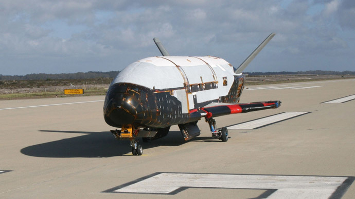 The X-37B Orbital Test Vehicle taxis on the flightline during testing at the Astrotech facility in Titusville, Florida in this U.S. Air Force handout photo dated March 30, 2010.(Reuters / U.S. Air Force)