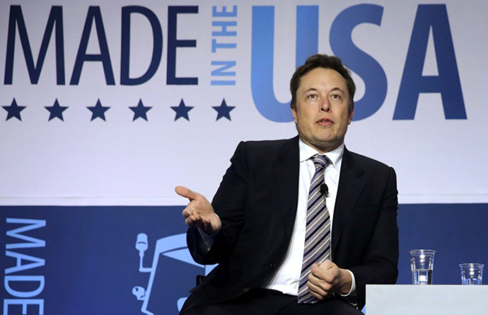 CEO and chief designer of SpaceX Elon Musk participates in a discussion during the 2014 annual conference of the Export-Import Bank (EXIM) April 25, 2014 in Washington, DC. (AFP Photo / Alex Wong)