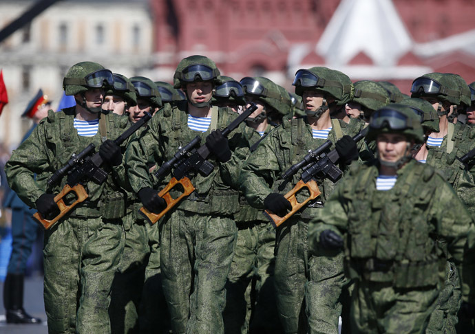 Russian servicemen march during the Victory Day parade in Moscow's Red Square May 9, 2014. (Reuters)