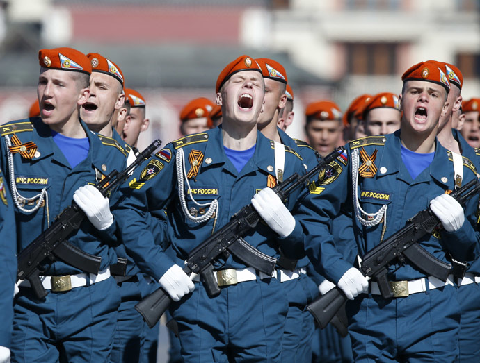Russian servicemen march during the Victory Day parade in Moscow's Red Square May 9, 2014. (Reuters)