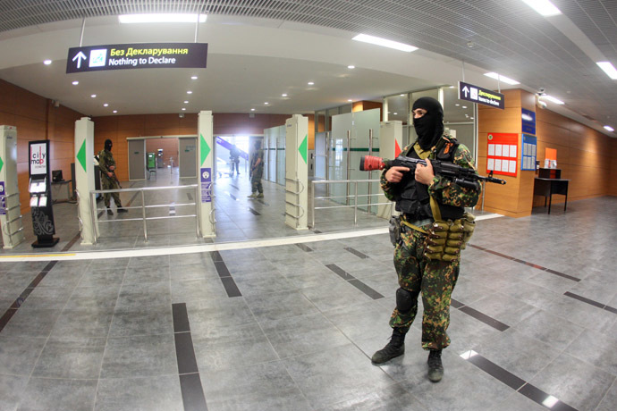 Donbass people's volunteer corps members have established control over Donetsk International Airport. (AFP Photo)