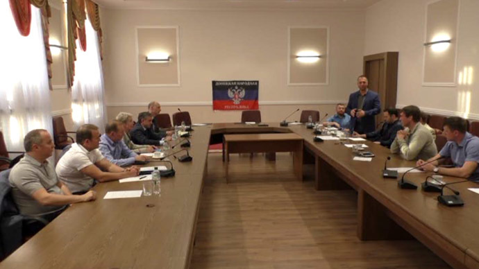 Trilateral meeting in Donetsk (Screenshot from video)