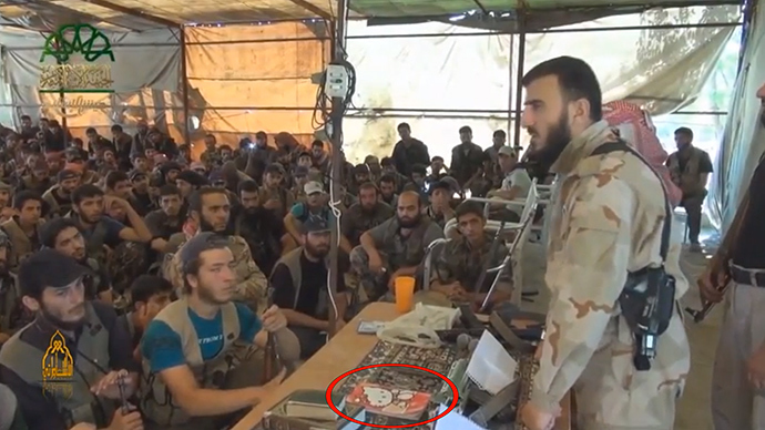 Viral: Anti-ISIS Syria rebel commander delivers speech with 'Hello Kitty' notebook