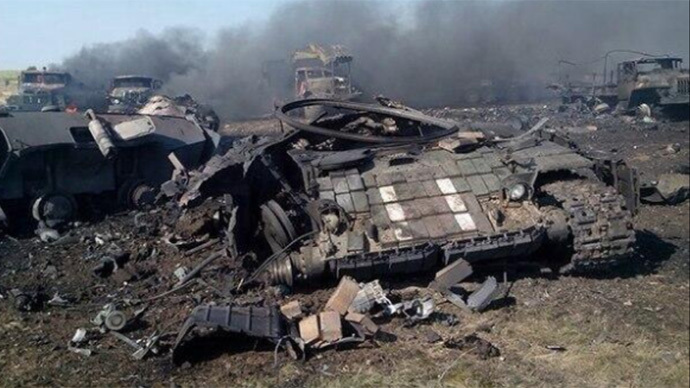 'At least 30' Ukrainian military killed as militia shell convoy with Grad rockets
