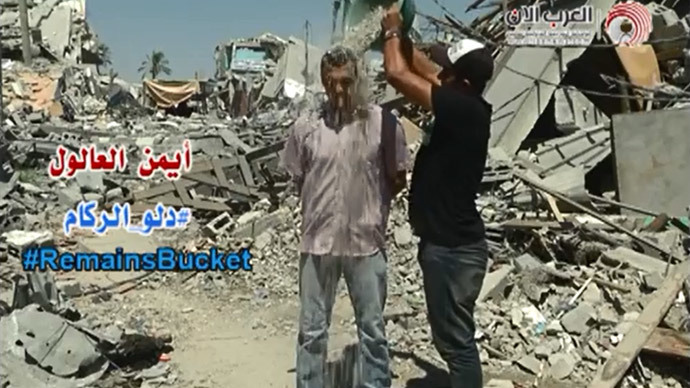 Rubble Bucket challenge: Palestine reporter adapts craze for Gaza peace