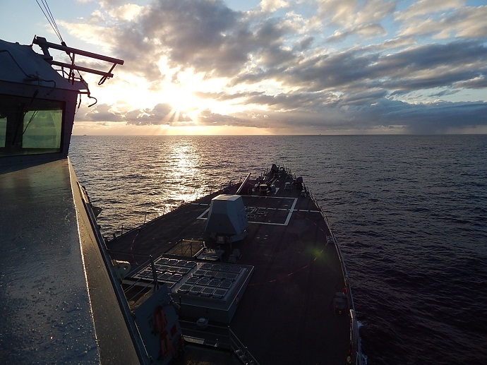 The guided-missile destroyer USS James E. Williams (DDG 95) transits the Atlantic Ocean. (US Navy)