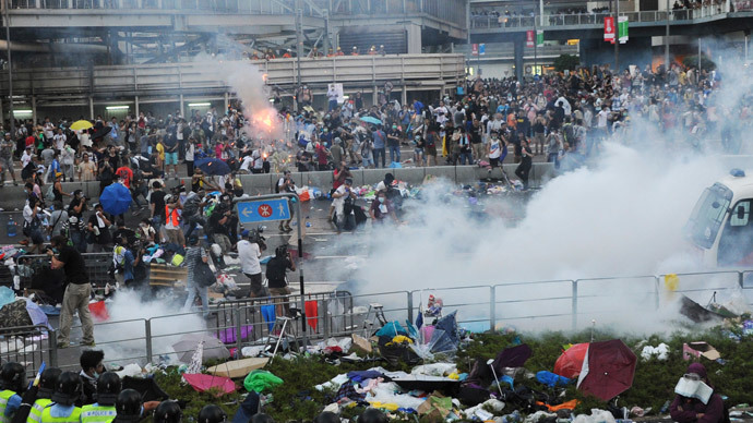 Teargas and pepper spray as thousands-strong Hong Kong protest turns violent