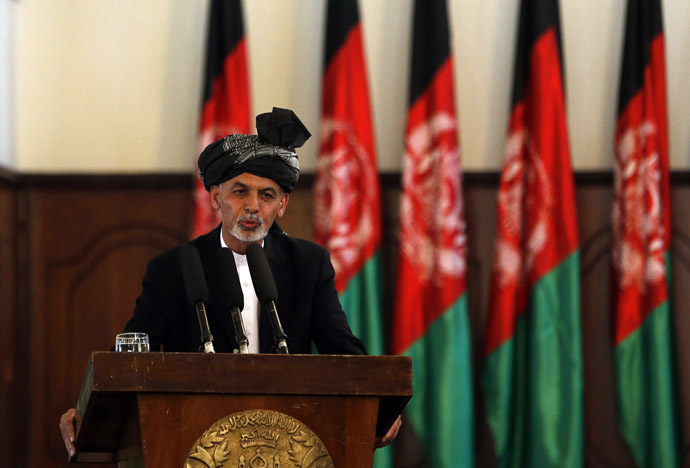 Afghanistan's new President Ashraf Ghani Ahmadzai speaks during his inauguration as president in Kabul September 29, 2014. (Reuters/Omar Sobhani)