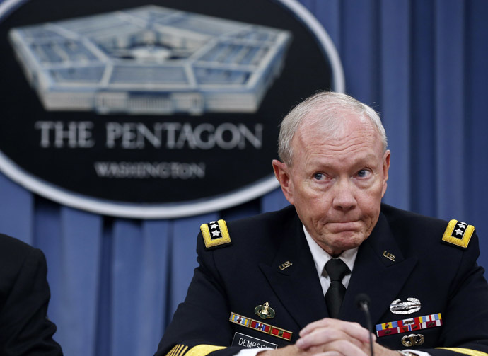Chairman of the Joint Chiefs of Staff Gen. Martin Dempsey participates in a press briefing at the Pentagon in Washington, September 26, 2014. (Reuters/Larry Downing )