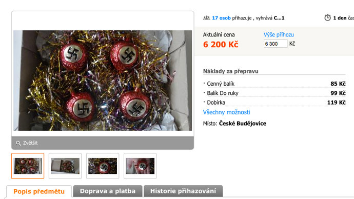 SS Christmas decorations on Czech auction site spark outrage